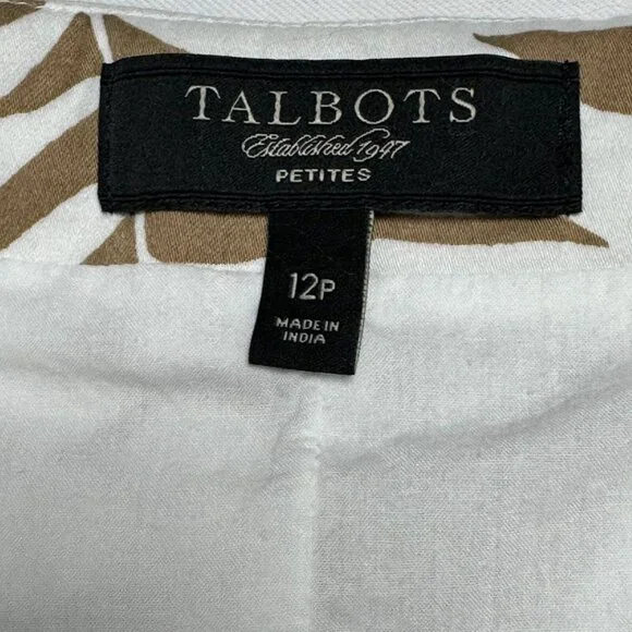 Talbots A-Line Skirt Tan Tropical Palm Leaf Print Size 12P - Picture 4 of 8